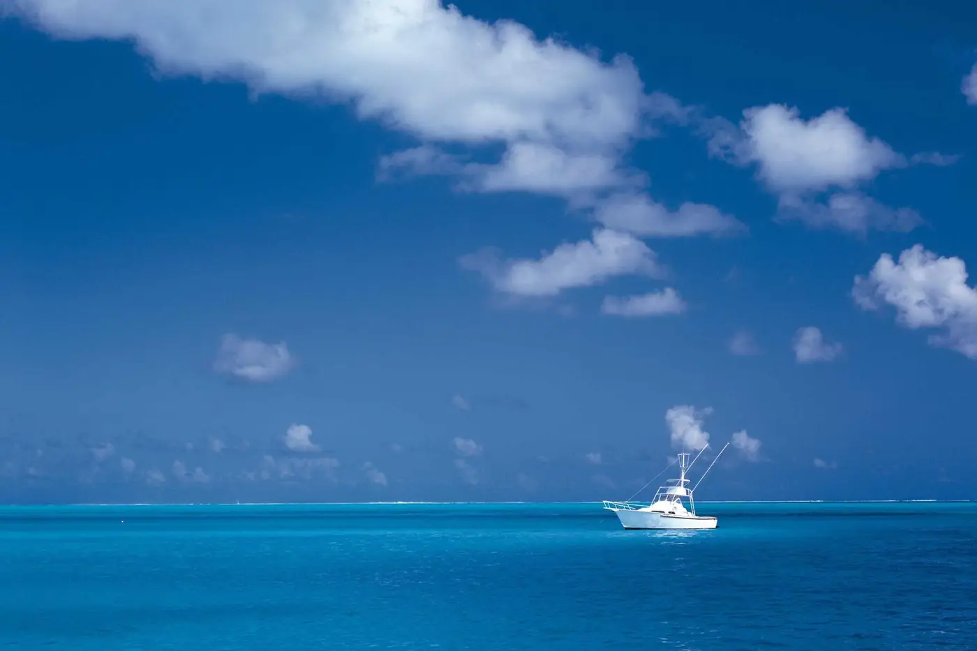 White yacht on turquoise water